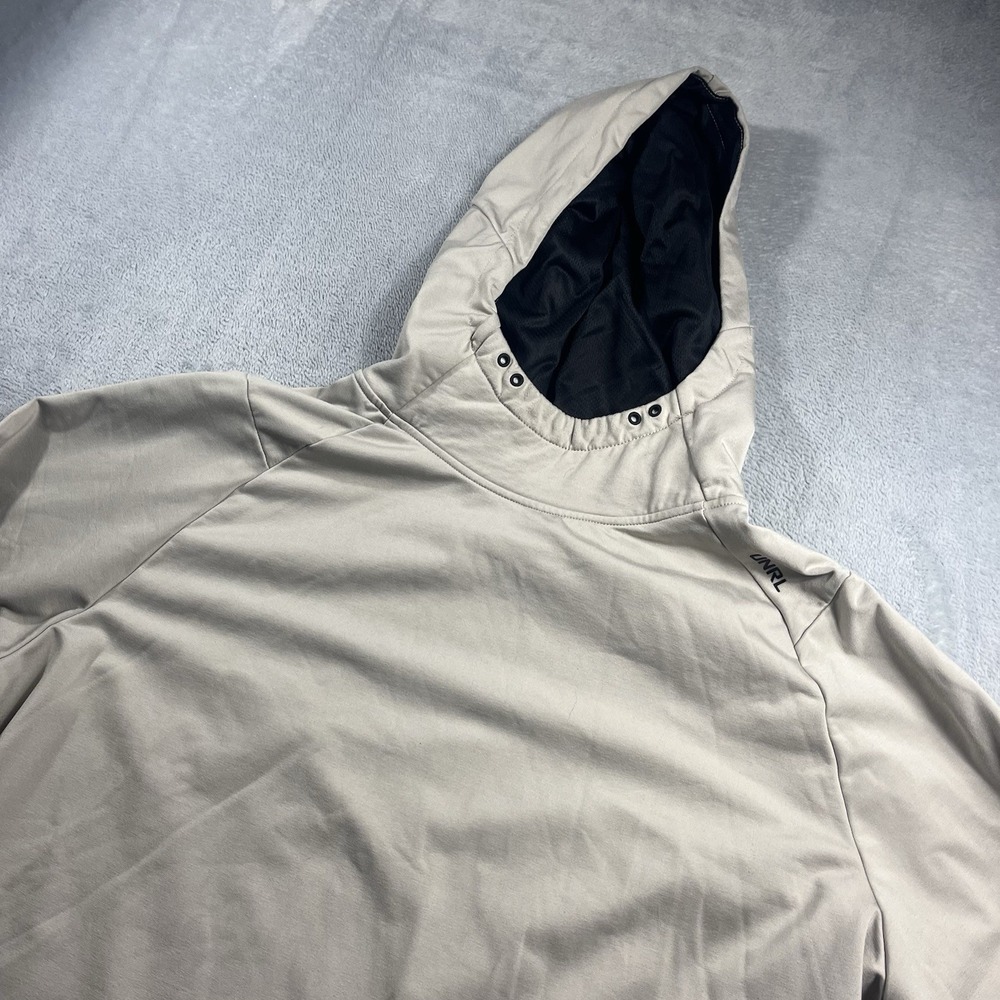 UNRL‎ Hoodie Mens 2XL Beige Pullover Stretch Athletic Sweater Performance Logo